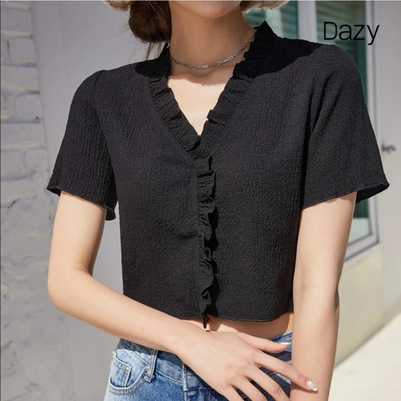 ruffle v-neck blouse - Picture 4 of 5